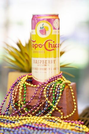 Sparkling water can styled with beads for Pridefest